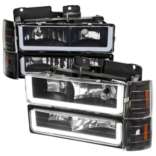 1994-1998 GMC C10/Sierra/Suburban/Yukon Headlights LED &Corner Lights Black
