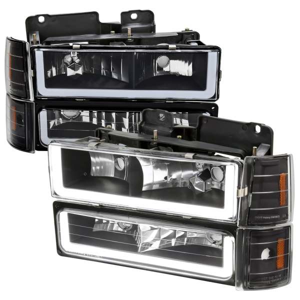 1994-1998 GMC C10/Sierra/Suburban/Yukon Headlights LED &Corner Lights Black