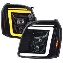 2007-2014 GMC Yukon/XL 1500/XL 2500 LED Turn Signal Projector Headlights Smoke