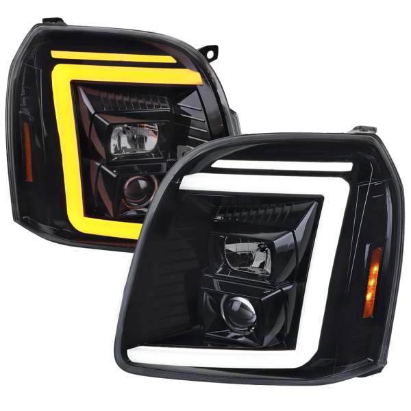 2007-2014 GMC Yukon/XL 1500/XL 2500 LED Turn Signal Projector Headlights Smoke