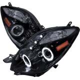 2006-2008 Toyota Yaris Dual Halo Projector Headlights Glossy Black/Smoke Lens