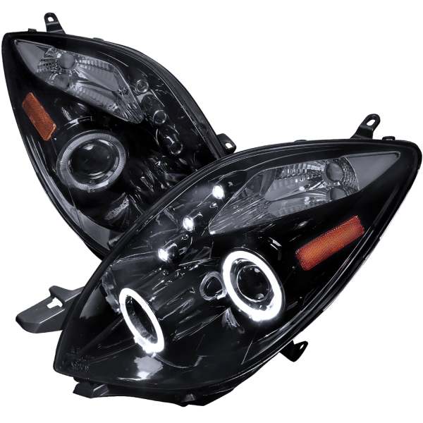 2006-2008 Toyota Yaris Dual Halo Projector Headlights Glossy Black/Smoke Lens