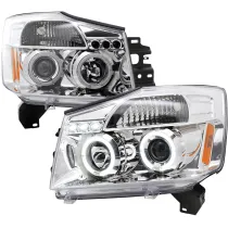 2004-2015 Nissan Titan/ 2004-2007 Armada Dual Halo Projector Headlights Chrome