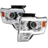 2009-2014 Ford F-20150 LED Strip Projector Headlights Chrome/Clear Lens