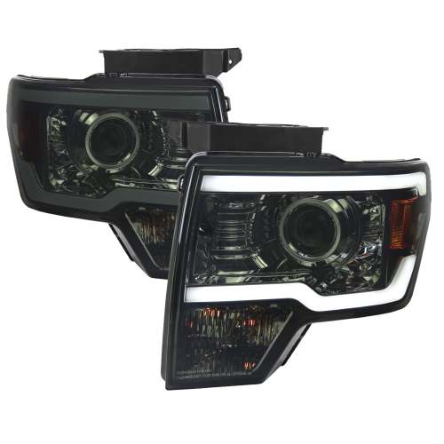 2009-2014 Ford F-20150 LED Strip Projector Headlights Chrome/Smoke Lens