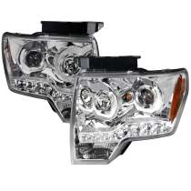 2009-2014 Ford F-20150 Dual U-Ring Halo Projector Headlights LED Light Chrome