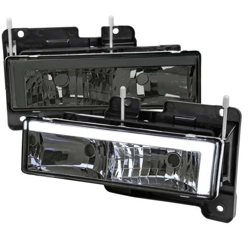 1988-1998 Chevy/GMC C10 C/K LED Strip Factory Style Headlights Chrome/Smoke