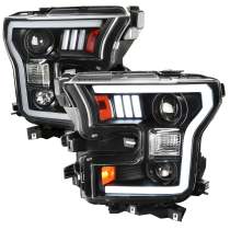 2015-2017 Ford F-20150 LED Bar Projector Headlights - RS Matte Black / Clear