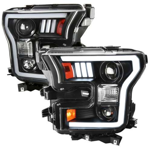 2015-2017 Ford F-20150 LED Bar Projector Headlights - RS Matte Black / Clear