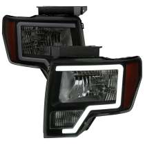 2009-2014 Ford F-20150 LED Bar Factory Headlights Amber Reflectors Black/Smoke