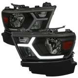 2019-2024 Dodge RAM 1500 Animated LED Bar Factory Headlights Matt Black/Smoke