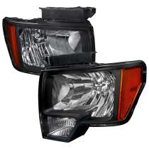 2009-2014 Ford F-20150 Factory Crystal Headlights Amber Reflector Matt Black