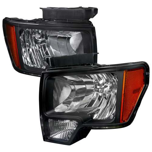 2009-2014 Ford F-20150 Factory Crystal Headlights Amber Reflector Matt Black
