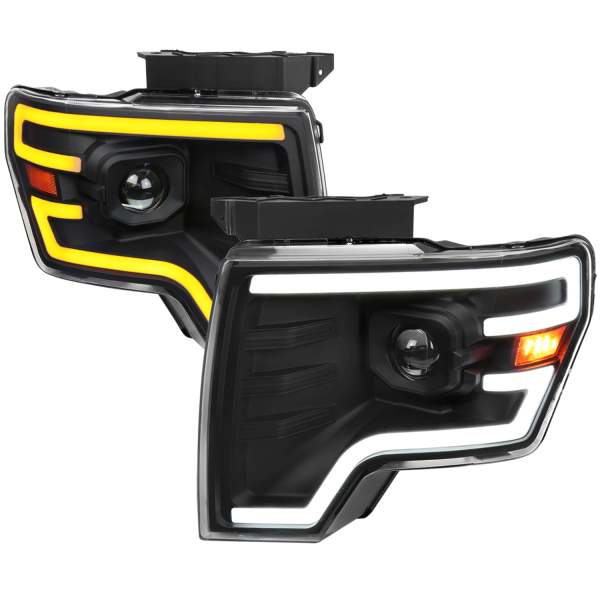 2009-2014 Ford F-20150 Sequential LED Turn Signal Projector Headlights Black