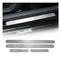 VW Door Sill Scuff Plate Scratch Protector Stainless Steel Silver Wave 4 Pcs
