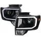 2009-2014 Ford F-20150 LED C-Bar Projector Headlights Matte Black/Clear Lens