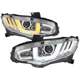 2016-2021 Honda Civic Projector Headlights LED Sequential Turn Signal Chrome