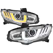 2016-2021 Honda Civic Projector Headlights LED Sequential Turn Signal Chrome