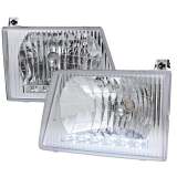 1992-2006 Ford Econoline Factory Headlights w/SMD LED Light Strip Chrome/Clear