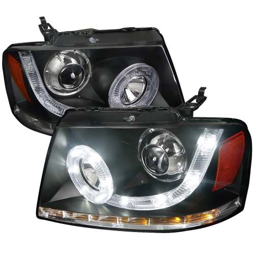 2004-2008 Ford F-20150/ 06-2008 Lincoln Mark LT Halo Headlights LED& Signal Black