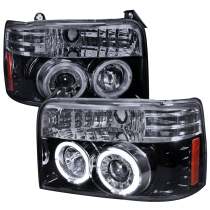 1992-1996 Ford F-20150 F-250 F-350 Bronco Dual Halo Projector Headlights Smoke