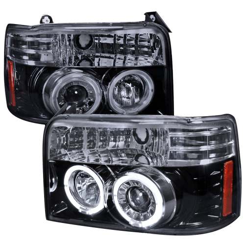 1992-1996 Ford F-20150 F-250 F-350 Bronco Dual Halo Projector Headlights Smoke