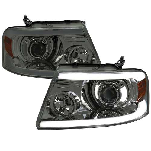 2004-2008 Ford F-20150/06-2008 Lincoln Mark LT Projector Headlights LED Bar Smoke