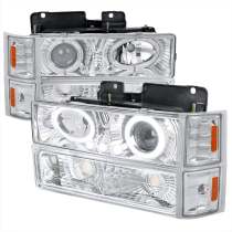 1994-1998 Chevy C/K 1500 2500/Tahoe Dual Halo Headlights &Corner Signal Chrome