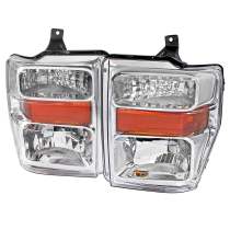 2008-2010 Ford F-250/F-350/F-450 Super Duty Factory Headlights Amber / Chrome