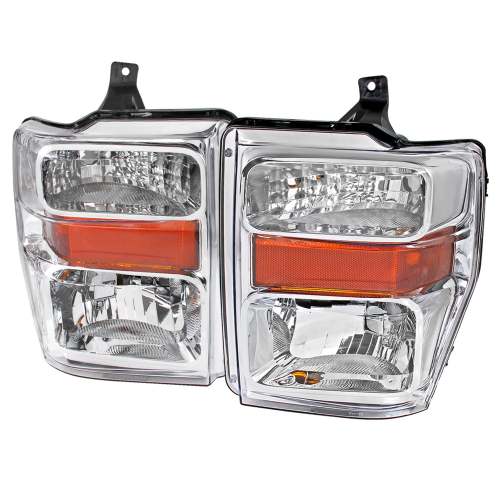 2008-2010 Ford F-250/F-350/F-450 Super Duty Factory Headlights Amber / Chrome