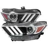 2015-2017 Ford Mustang / 18-2020 Shelby Strip LED Xenon HID Headlights Black