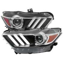 2015-2017 Ford Mustang / 18-2020 Shelby Strip LED Xenon HID Headlights Black