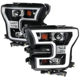 2015-2017 Ford F-20150 LED Bar Projector Headlights Jet Black/Clear Lens