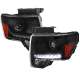 2009-2014 Ford F-20150 Projector Headlights w/ LED Light Strip Matte Black/Clear