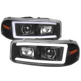2000-2006 GMC Sierra/Denali/Yukon LED Strip Projector Headlights Matt Black