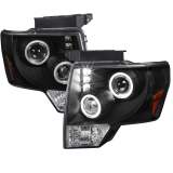2009-2014 Ford F-20150 Dual Halo Projector Headlights Matte Black/Clear Lens