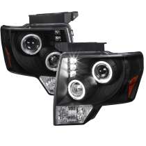 2009-2014 Ford F-20150 Dual Halo Projector Headlights Matte Black/Clear Lens