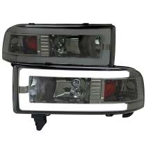1994-2001 Dodge RAM 1500/ RAM 2500/3500 Dual LED Bar Factory Headlights Smoke