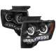 2009-2014 Ford F-20150 Dual U-Ring Halo Projector Headlights LED Light Black