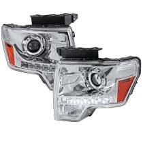 2009-2014 Ford F-20150 Projector Headlights w/ LED Light Strip Chrome/Clear Lens