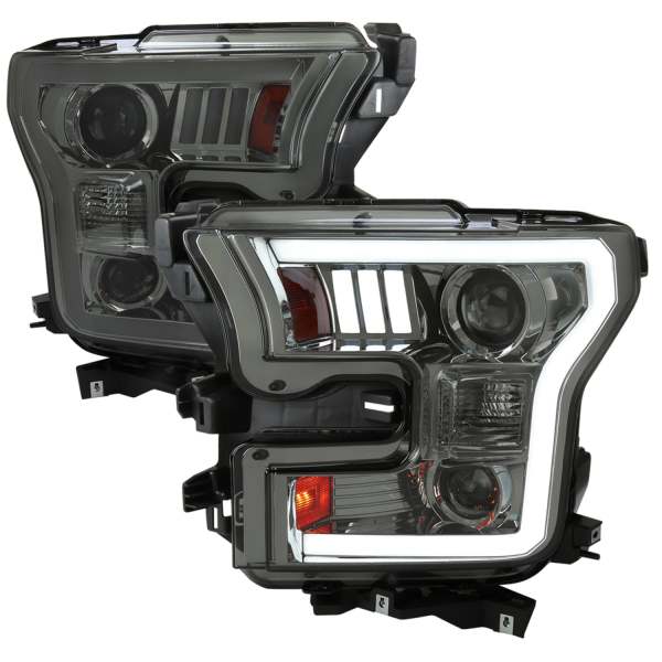 2015-2017 Ford F-20150 LED Bar Projector Headlights Chrome / Smoked Lens
