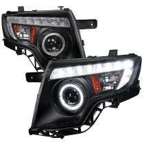 2007-2010 Ford Edge Halo Projector Headlights LED Light Strip Matt Black/Clear
