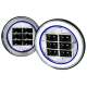 Universal 7 Round Cree LED Blue Rim Halo Projector Headlights 2PC Chrome/Clear