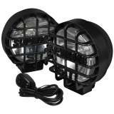 Universal Off Road 6 H3 Black Round Fog Lights w/ Mesh Guard - 2PC