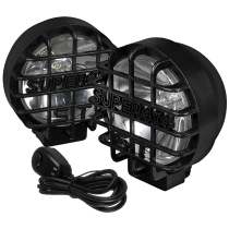 Universal Off Road 6 H3 Black Round Fog Lights w/ Mesh Guard - 2PC