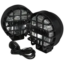 Universal Off Road 6 H3 Black Round Fog Lights w/ Mesh Guard - 2PC