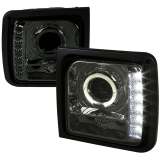 1997-2001 Jeep Cherokee Halo Projector Headlights SMD LED Light Chrome/Smoke