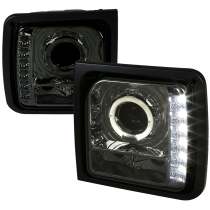 1997-2001 Jeep Cherokee Halo Projector Headlights SMD LED Light Chrome/Smoke