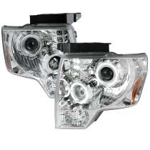 2009-2014 Ford F-20150 Dual Halo Projector Headlights Chrome/Clear Lens