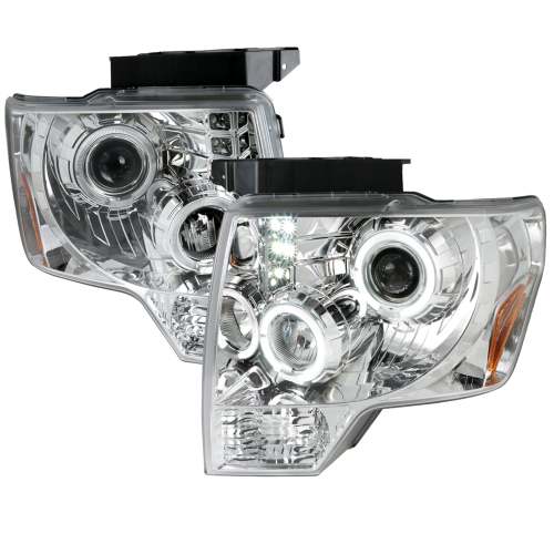 2009-2014 Ford F-20150 Dual Halo Projector Headlights Chrome/Clear Lens